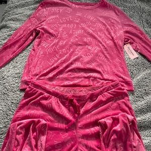 BNWT juicy couture matching set pink velour size large
